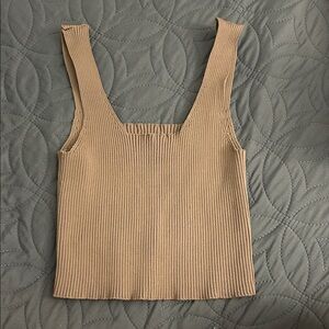 Ribbed Tan Sleeveless Top